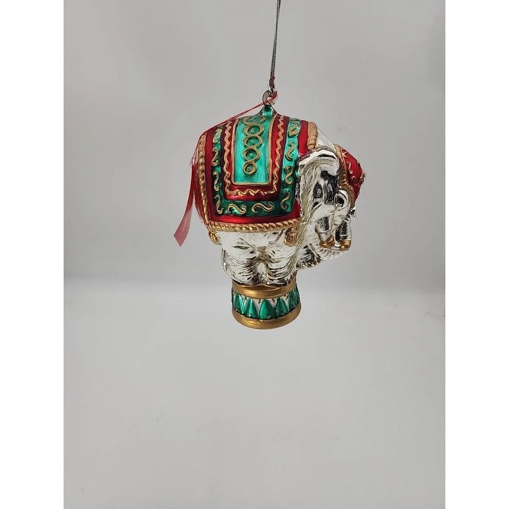 Vintage Department 56 Circus Elephant Mercury Glass Christmas Ornament